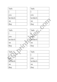 English Worksheets Verb Conjugation Chart
