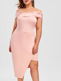 Rosegal Plus Size Off Shoulder Criss Cross Asymmetric Tight Dress