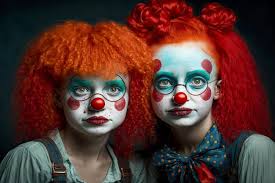 clown costumes with red wigs gles