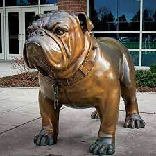 Large Antique Bronze Bulldog Statue