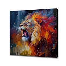 Abstract Lion Colourful Canvas Art
