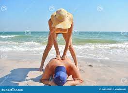 Erotic Massage on Beach. Girl in Swimsuit Getting Massage. Girl Masseuse on  Sea. Beautiful Woman in Bikini Massaging Body of Man. Stock Image - Image  of care, lovers: 168537553