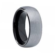 Black Domed Tungsten Ring 8mm Width Two Tones High Polished For Men Rings