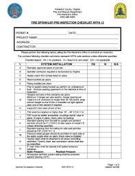 nfpa fire inspection checklist form
