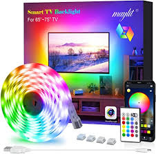 Amazon Com Led Strip Lights Maylit Tv Led Backlight 14 3ft For 65 75in Tv Bluetooth Control Sync To Music Usb Bias Lighting Tv Led Lights Kit With Remote Rgb 5050 Leds Color Lights