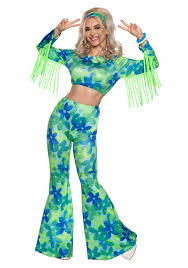 green and blue flower power costume for