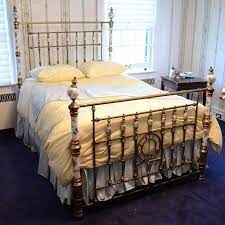 Antique Brass And Porcelain Full Bed