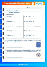 Percent Word Problems Worksheets