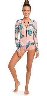 2019 Rip Curl Womens G Bomb 1mm Long Sleeve Shorty Wetsuit Peach Wsp7lw