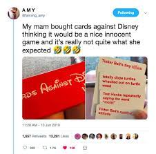 Its guaranteed to bring hours of laughs! Mum Mistakingly Buys Card S Against Disney Game For Family And Ends Up Horrified Mirror Online