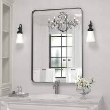 Paihome 24 In W X 36 In H Large Rectangular Metal Framed Wall Mounted Wall Bathroom Mirrors Bathroom Vanity Mirror In Black