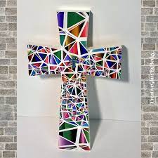 Small Stained Glass Cross Wooden
