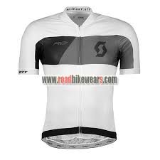 2018 Team Scott Cycle Outfit Biking Jersey Top Shirt Maillot Cycliste White Black
