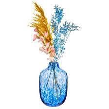 Large Blue Speckled Glass Vase 25cm