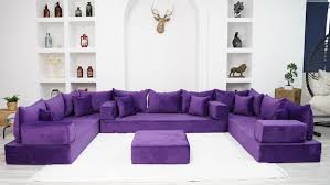 Purple U Shaped Floor Seating Sofas