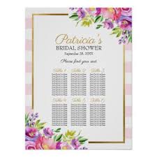 Beautiful Pink Floral Bridal Shower Seating Chart Zazzle