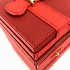 luxury red pu leather jewelry storage