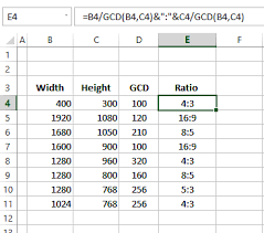 Excel Ratio Formulas