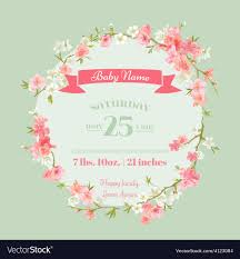 Baby Shower Or Arrival Cards With Spring Blossom
