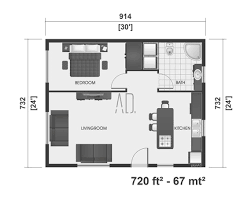 1 Bedroom House Plan 24x30 House Plan 1
