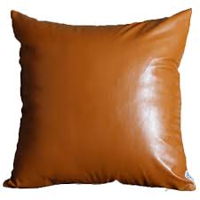 mike co new york brown boho handcrafted vegan faux leather square solid 24 in x 24 in throw pillow cover
