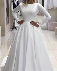 You'll be the belle of the ball in one of these stunning vintage wedding dresses. Satin Wedding Dresses Long Sleeves Vintage Satin Bridal Gowns Alinanova