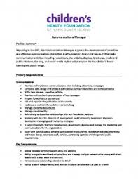 Chfvi Communications Manager Job Description Childrens
