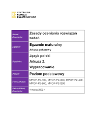 Język Polski - arkusz podstawowy wypracowanie - zasady oceniania - Pobierz  pdf z Docer.pl