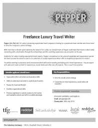 lance luxury travel writer  find similar jobs other jobs by this company print job share on facebook report this ad