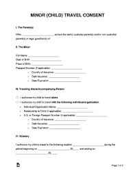 travel consent form for minor fill