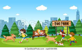Members also organize frequent fundraisers, such as yappy hours at local bars and restaurants, to cover maintenance costs for the park. People And Dogs At Dog Park Illustration Canstock