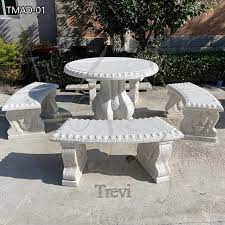 White Marble Garden Table And Chairs