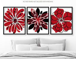 Red Flower Wall Art Flower Bedroom Wall