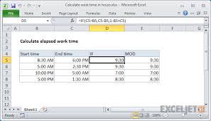 Excel Formula Calculate Number Of Hours Between Two Times