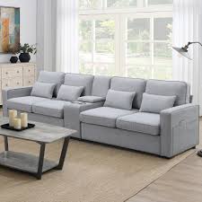 square arm linen rectangle sofa