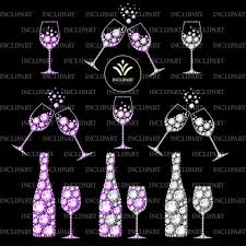 Wine Champagne Bottle Glasses Clipart