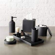 Black bathroom set in bath accessory sets. Rubber Coated Black Canister Reviews Modern Bathroom Accessories Black Bath Home Decor Accessories