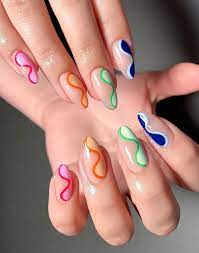 colourful abstract gel nails