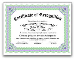 Offering Recognition Certificates And Award Certificates As