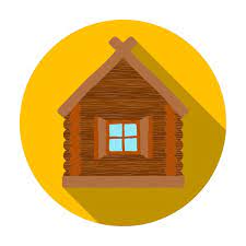 Wooden House Icon In Cartoon Style