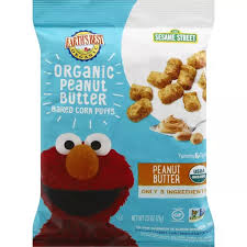Having seen 'sausage', they wanted to continue… Earth S Best Organic Sesame Street Organic Peanut Butter Baked Corn Puffs 2 5 Oz Bag Baby Food Snacks Fairplay Foods