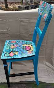 Large Wood Chair Bohemian Abstract