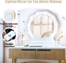 vanity with round lighted mirror