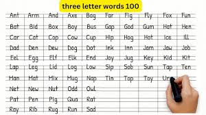 three letter words 100 3 letter words