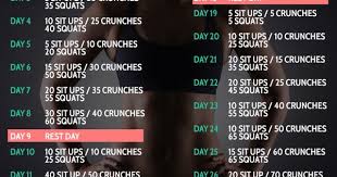 30 Day Ab And Squat Challenge Workout Chart This Health