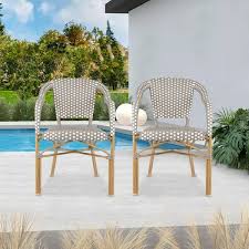 French Hand Woven Wicker Arm Chairs