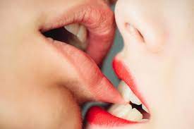 sensual female lips kissing ian
