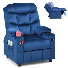 gymax kids youth recliner chair velvet