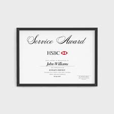 Hsbc Bank Service Award Certificates Design Publish Translate