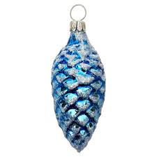 Bright Blue Pine Cone Blown Glass